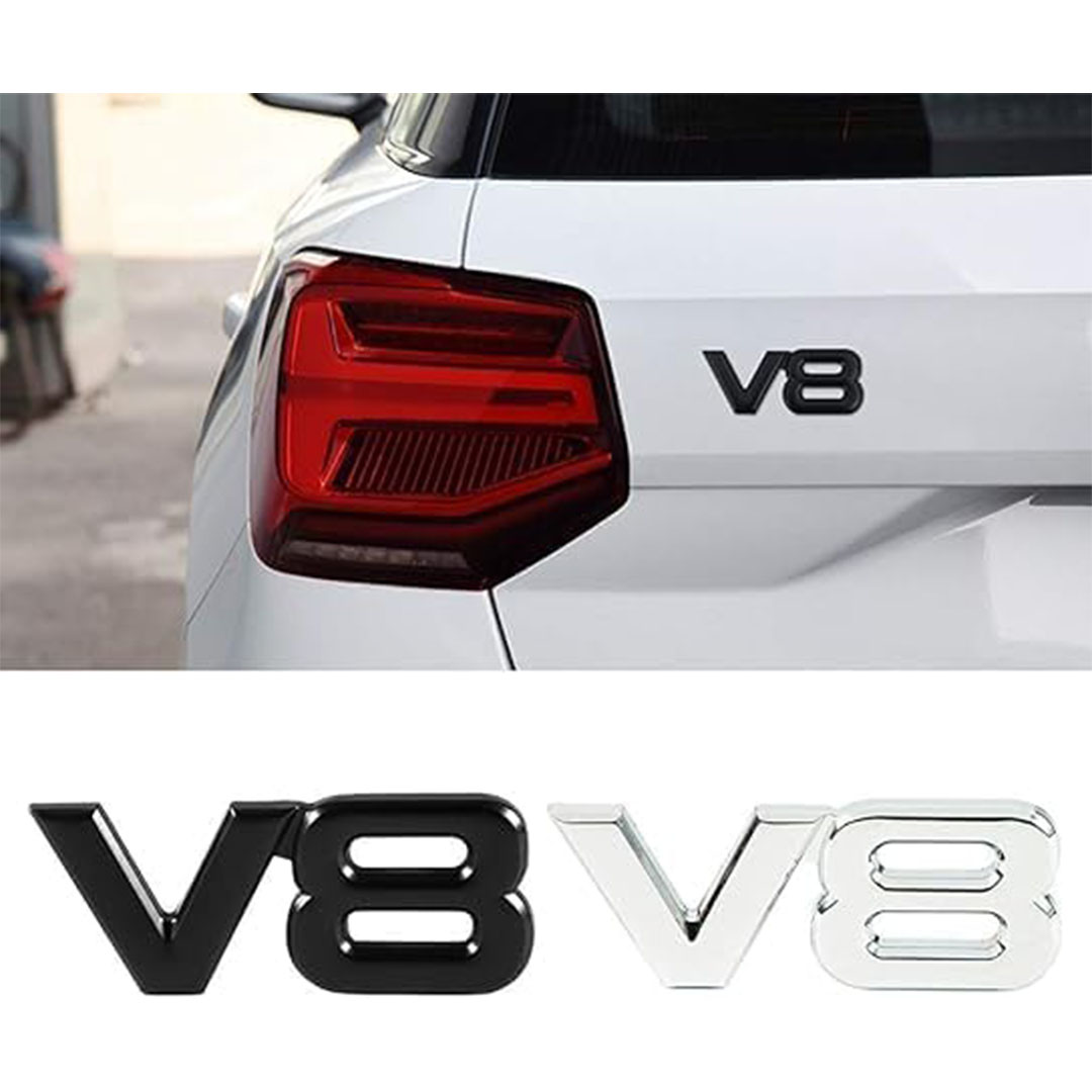 ملصق موديل V8 3D للعربية - فضي