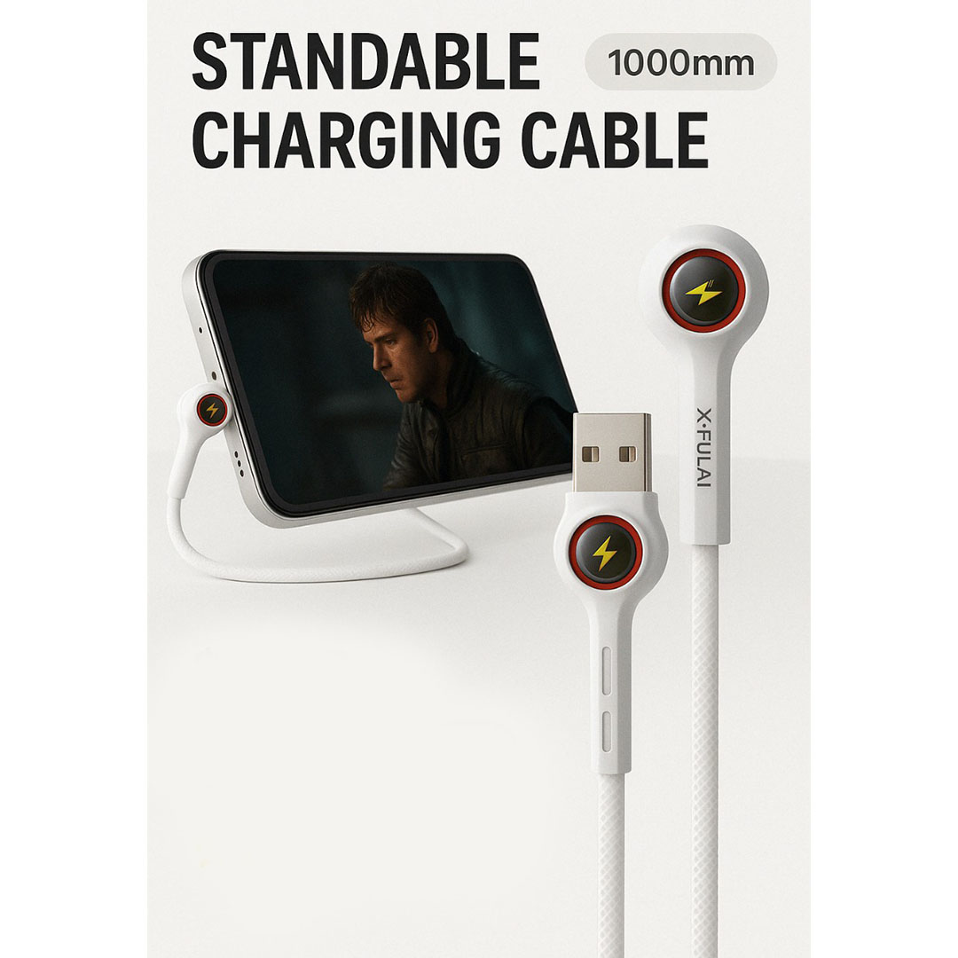 كابل شاحن type C يمكن استخدامه لتثبيت الموبايل - أبيض