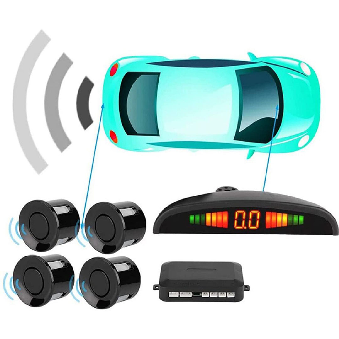 حساس استشعار ركن مع شاشة عرض - 4 قطع - أسود