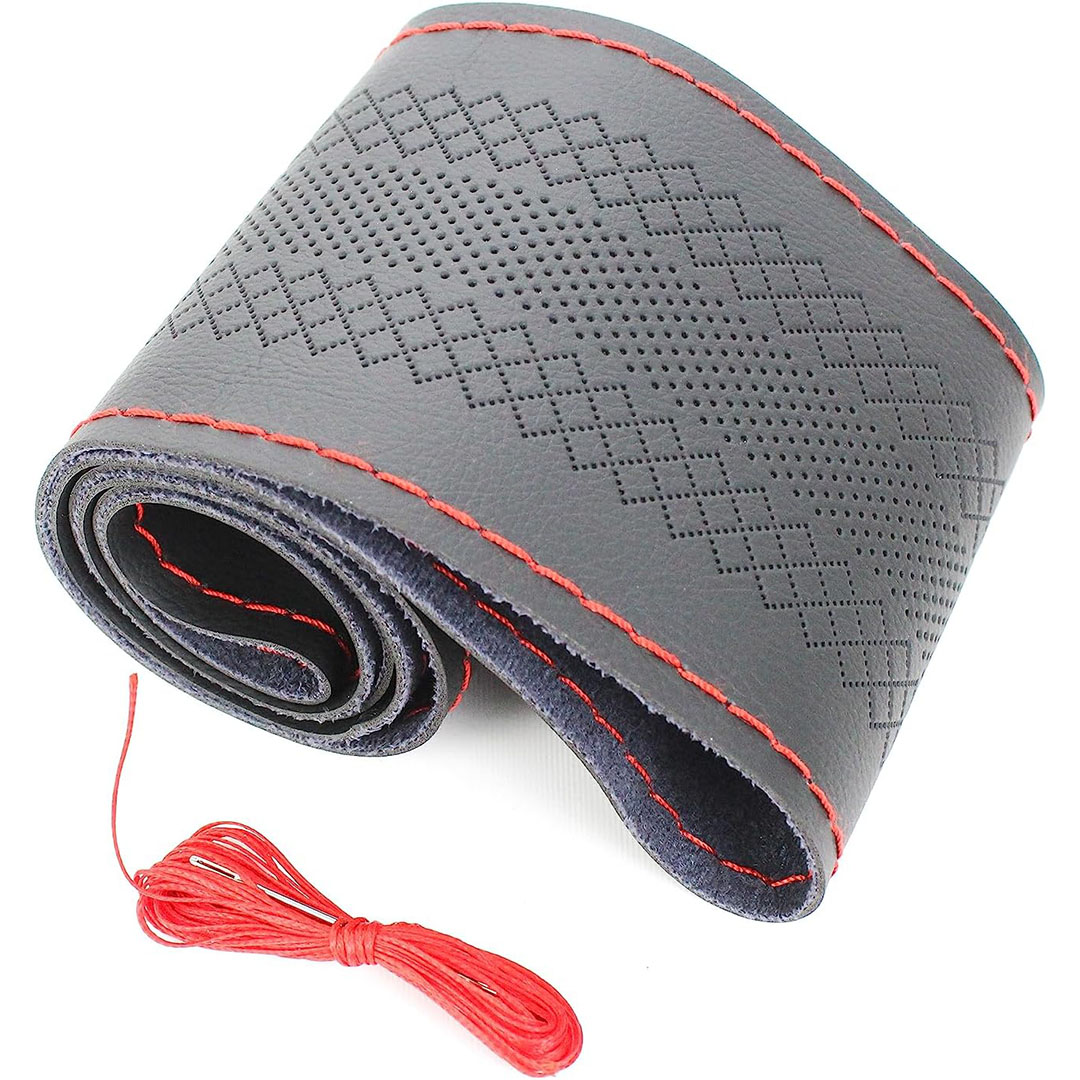 غطاء دركسيون سيارة - أسود/أحمر