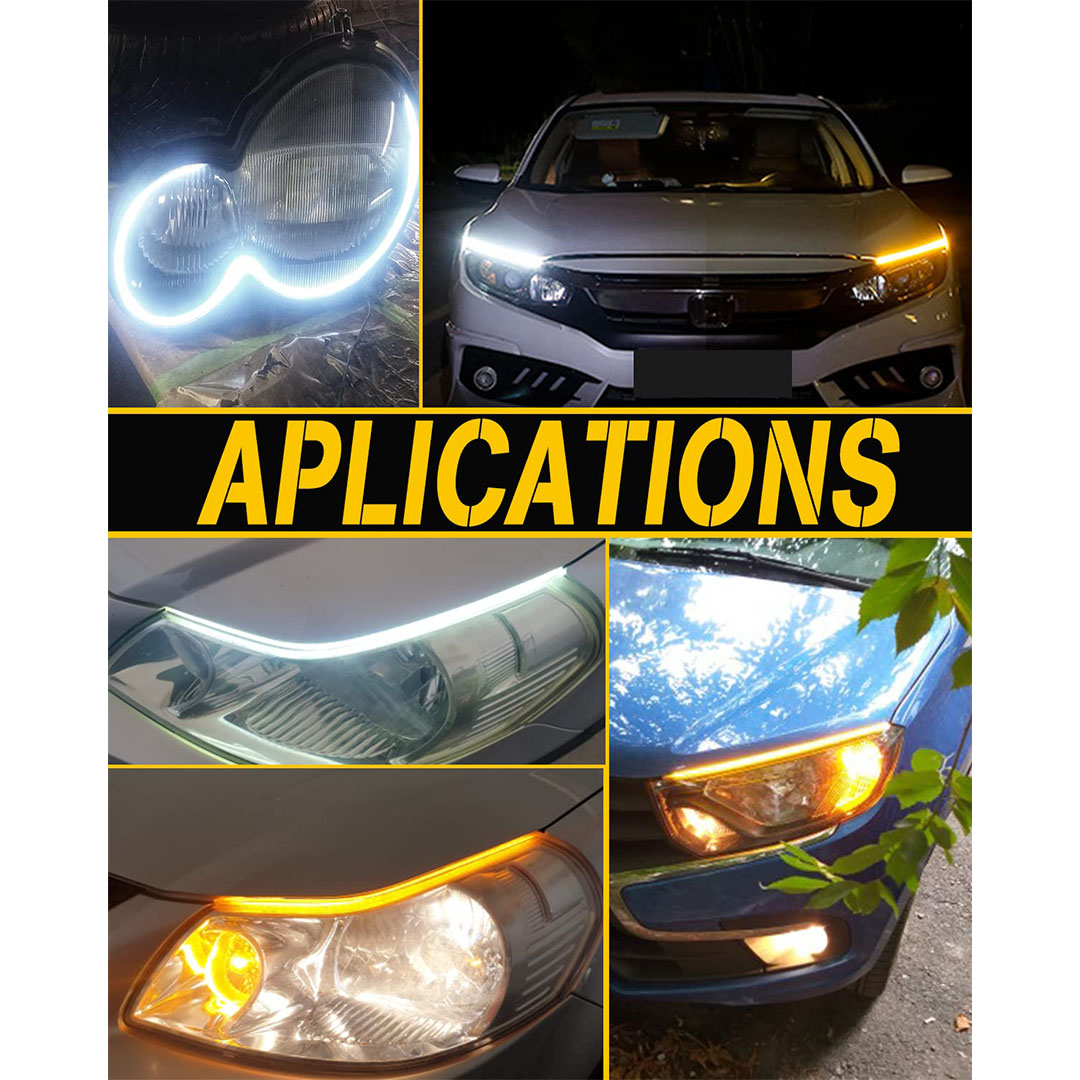 شريط ليد للفانوس الامامي - 45 سم - أبيض / أصفر