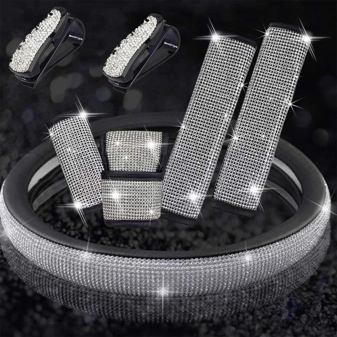 طقم جرابات داخل السيارة - 7 قطع - أسود/فضي