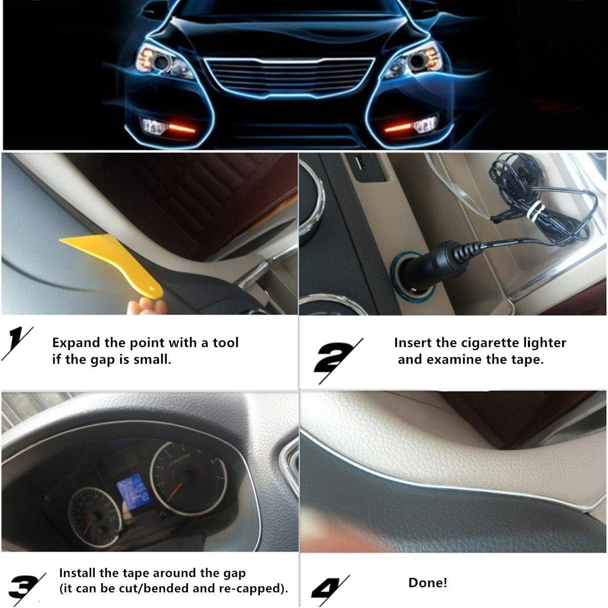 حبل نور ليد ازرق للسيارة - 3 متر