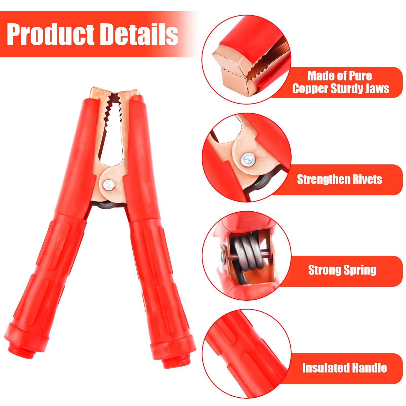 مشابك كابل بطارية من النحاس 500 امبير - 2 مشبك