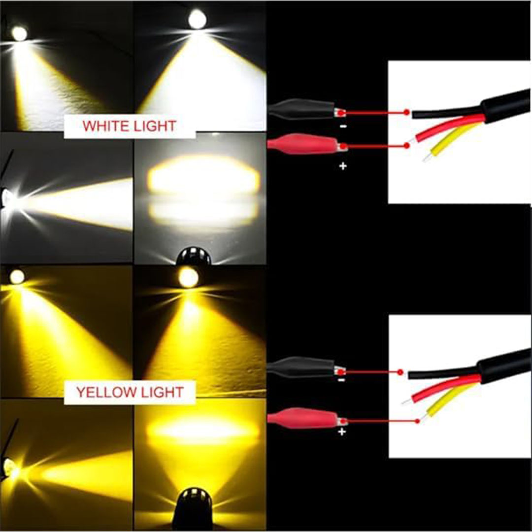 طقم كشاف ضباب ثنائي اللون للدراجات والسيارات - عدستين