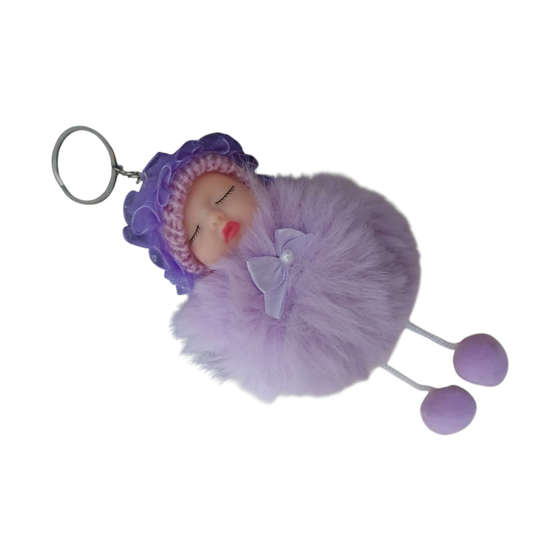 ميدالية مفاتيح بيبي نائمة فرو منفوش