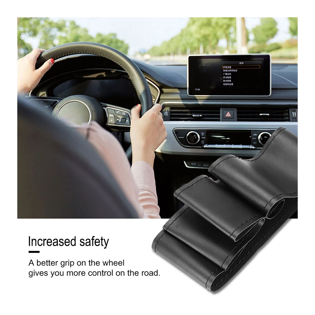 FXP-20 غطاء جلد طارة دركسيون - أسود