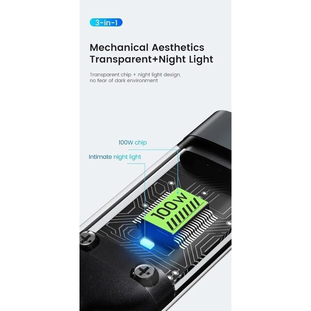 كابل شحن 3 في 1 مضفر سريع - 6 أمبير/ 100 وات - لايتنينج/ مايكرو/ تايب سي