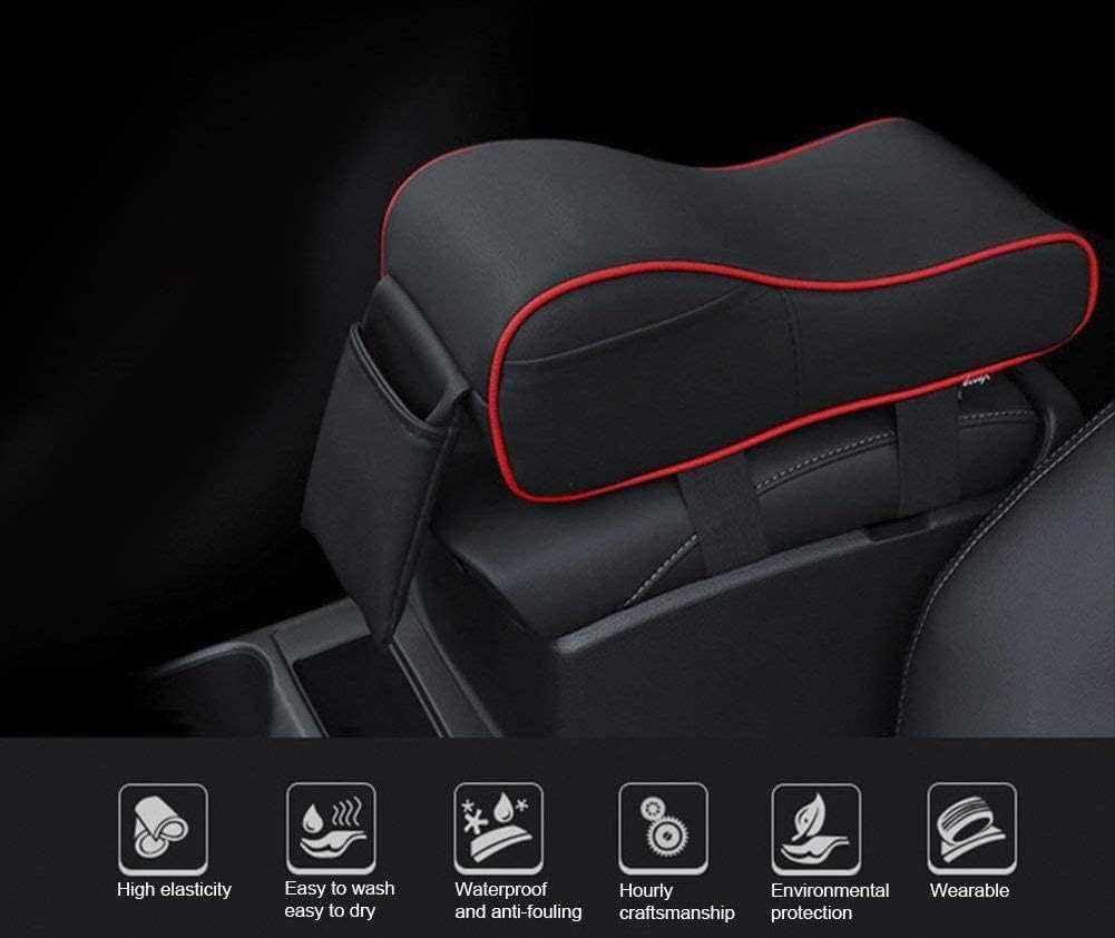 مسند ذراع للسيارة - أسود/أحمر