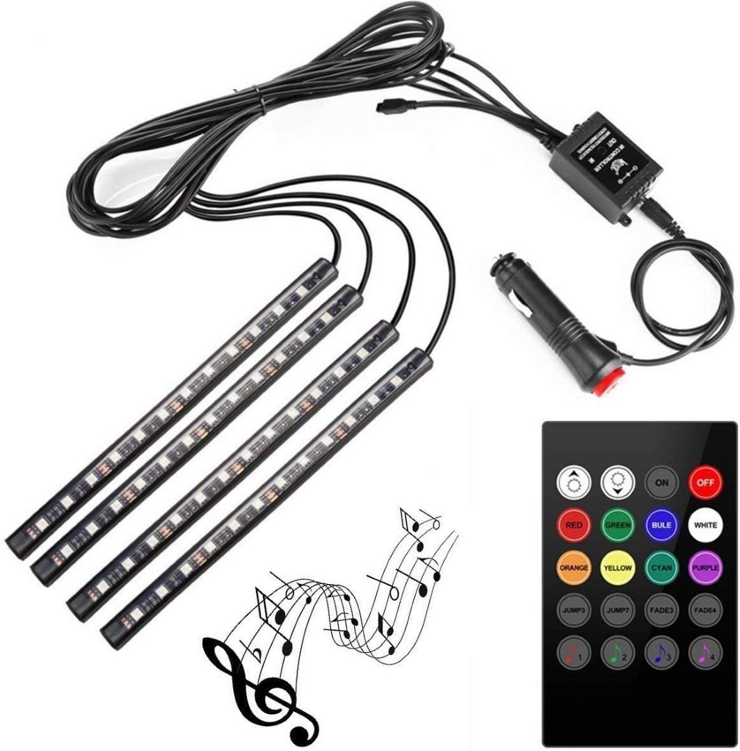 RGB 5050 شريط اضاءة داخلي للسيارة بريموت كنترول - متعدد الالوان