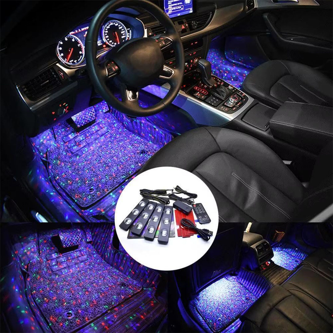 إضاءة LED داخلية للسيارة RGB بمنفذ USB وتحكم لاسلكي + ريموت
