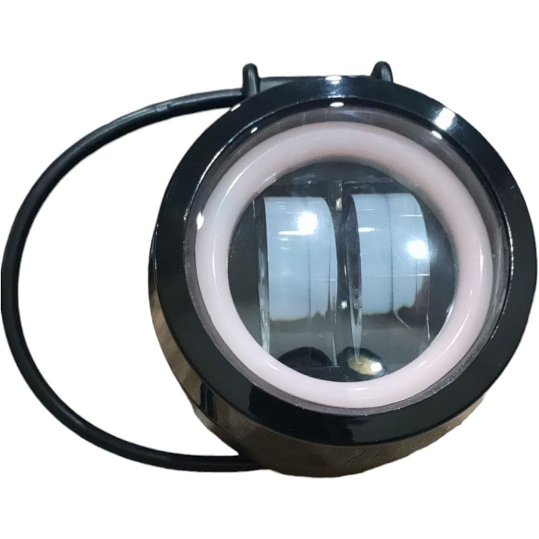 كشاف ضباب LED دائري للموتوسيكل مع حلقة هالو بيضاء