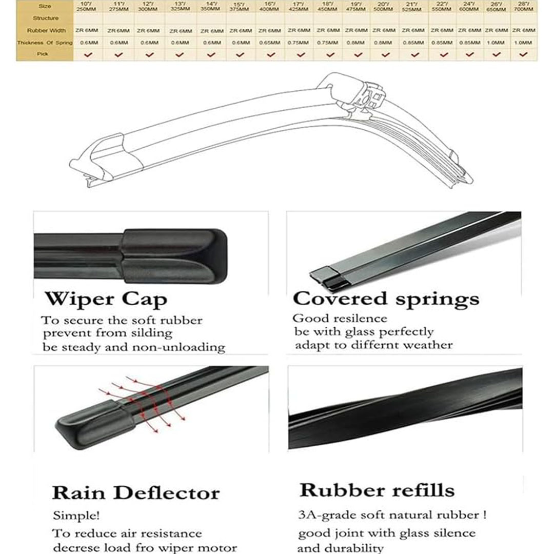 طقم مساحات رابر - مقاس 16/24