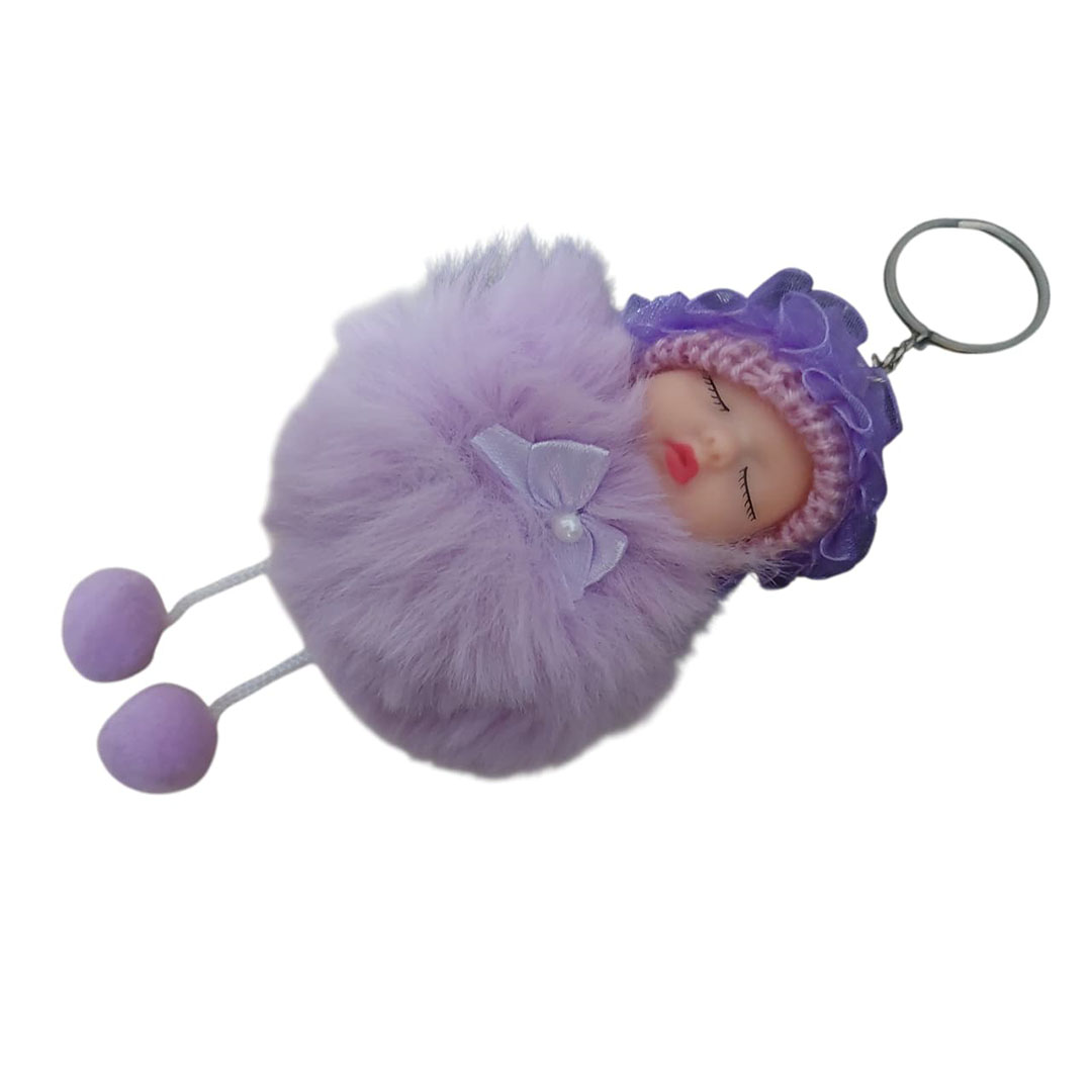 ميدالية مفاتيح بيبي نائمة فرو منفوش