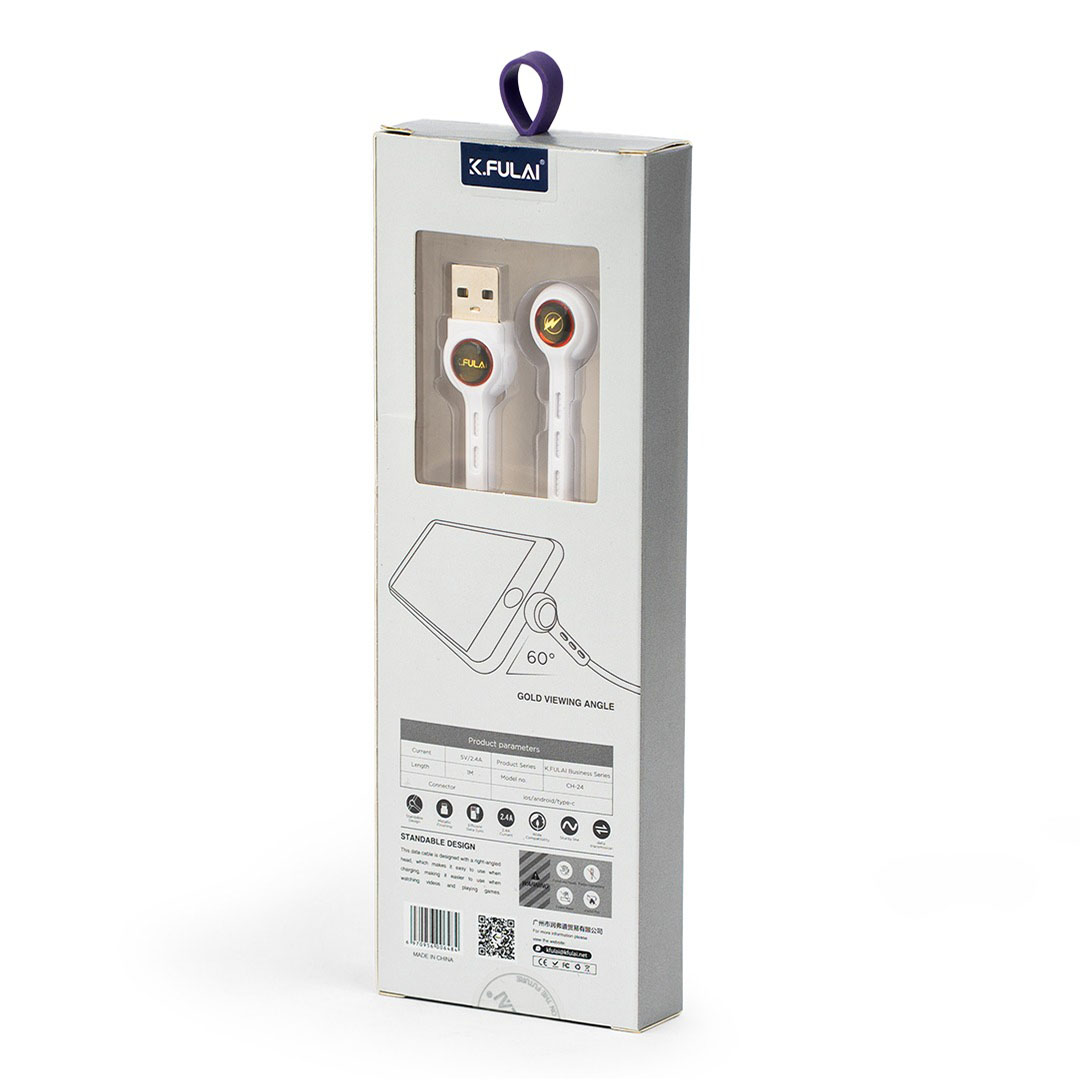 كابل شاحن type C يمكن استخدامه لتثبيت الموبايل - أبيض