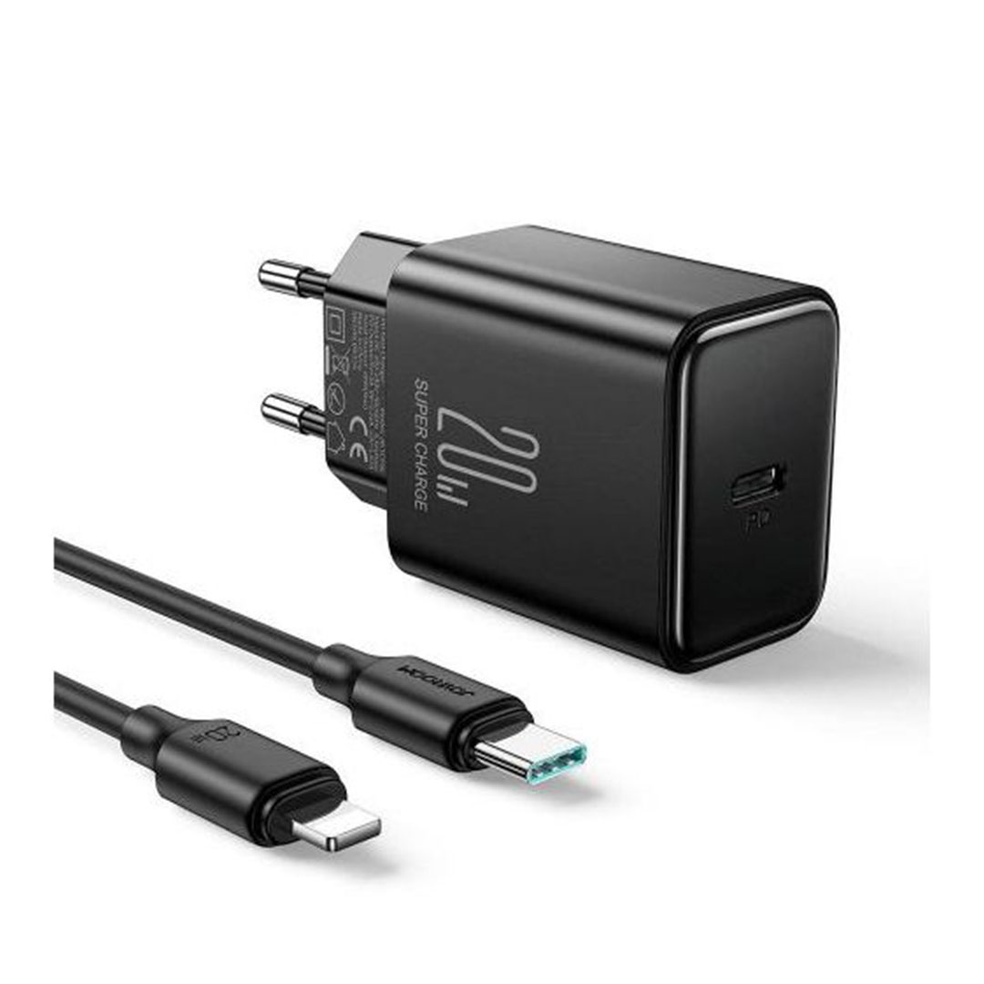 كابل شاحن سريع 20W PD USB-C إلى لايتنينغ - أسود JOYROOM JR-TCF06