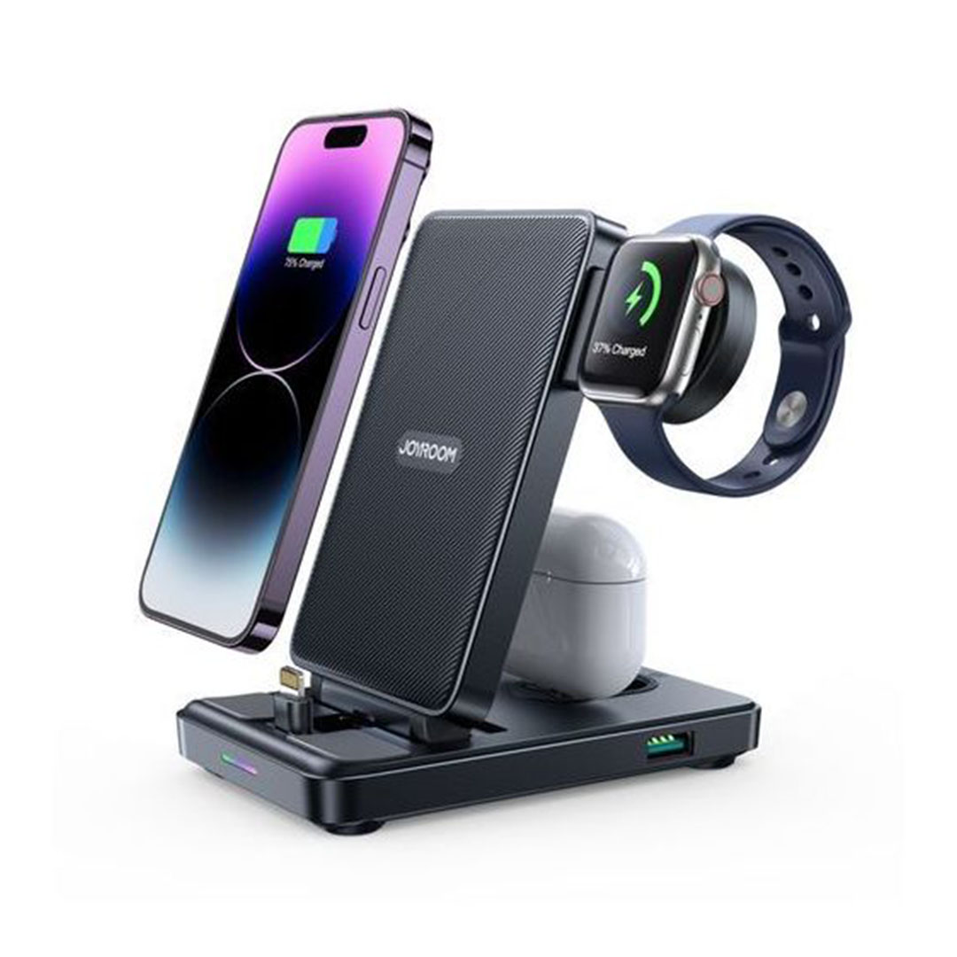 محطة شحن قابلة للطي 4 في 1 - أسود JOYROOM JR-WQS02