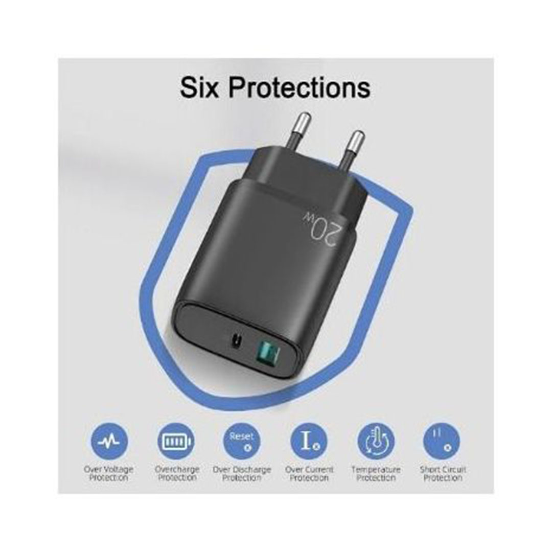 شاحن سريع مزدوج 20 واط - أسود JOYROOM L-QP2011