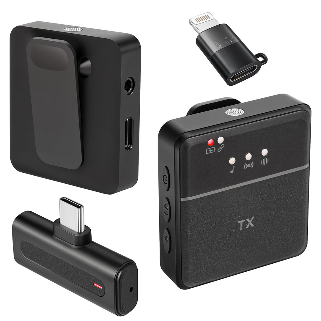 بوكس ميكروفون لافالير لاسلكي SX8 بخاصية إلغاء الضوضاء