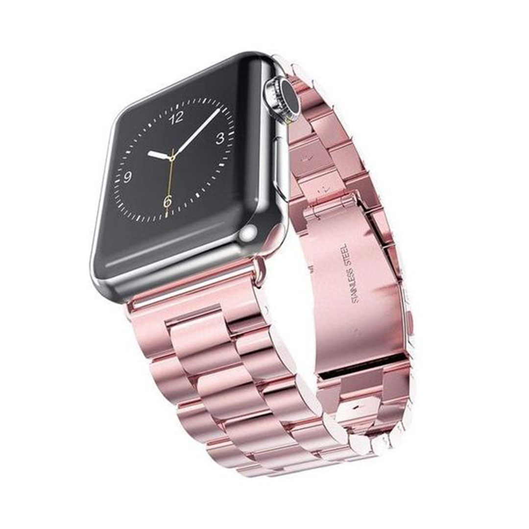 سوار لساعات ابل الذكية من الفولاذ المقاوم للصدأ - بينك