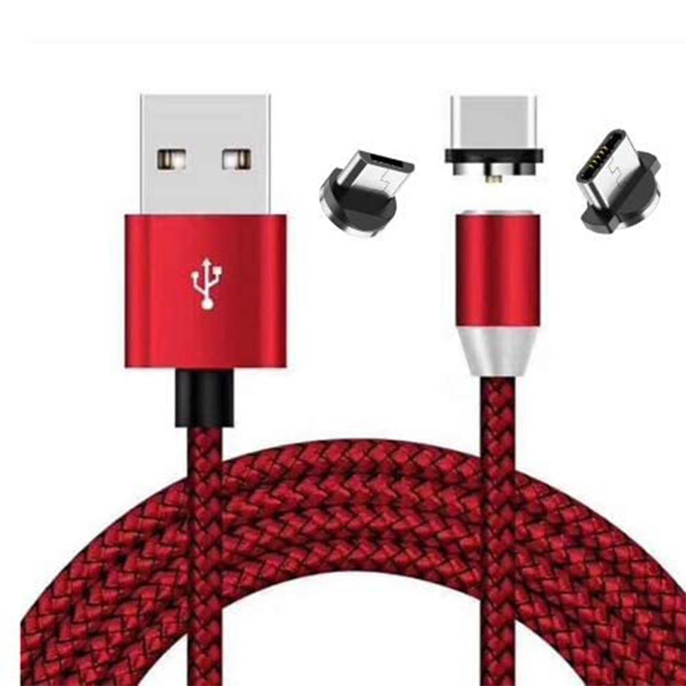 كابل شاحن مغناطيسى سريع 3في1 - أحمر