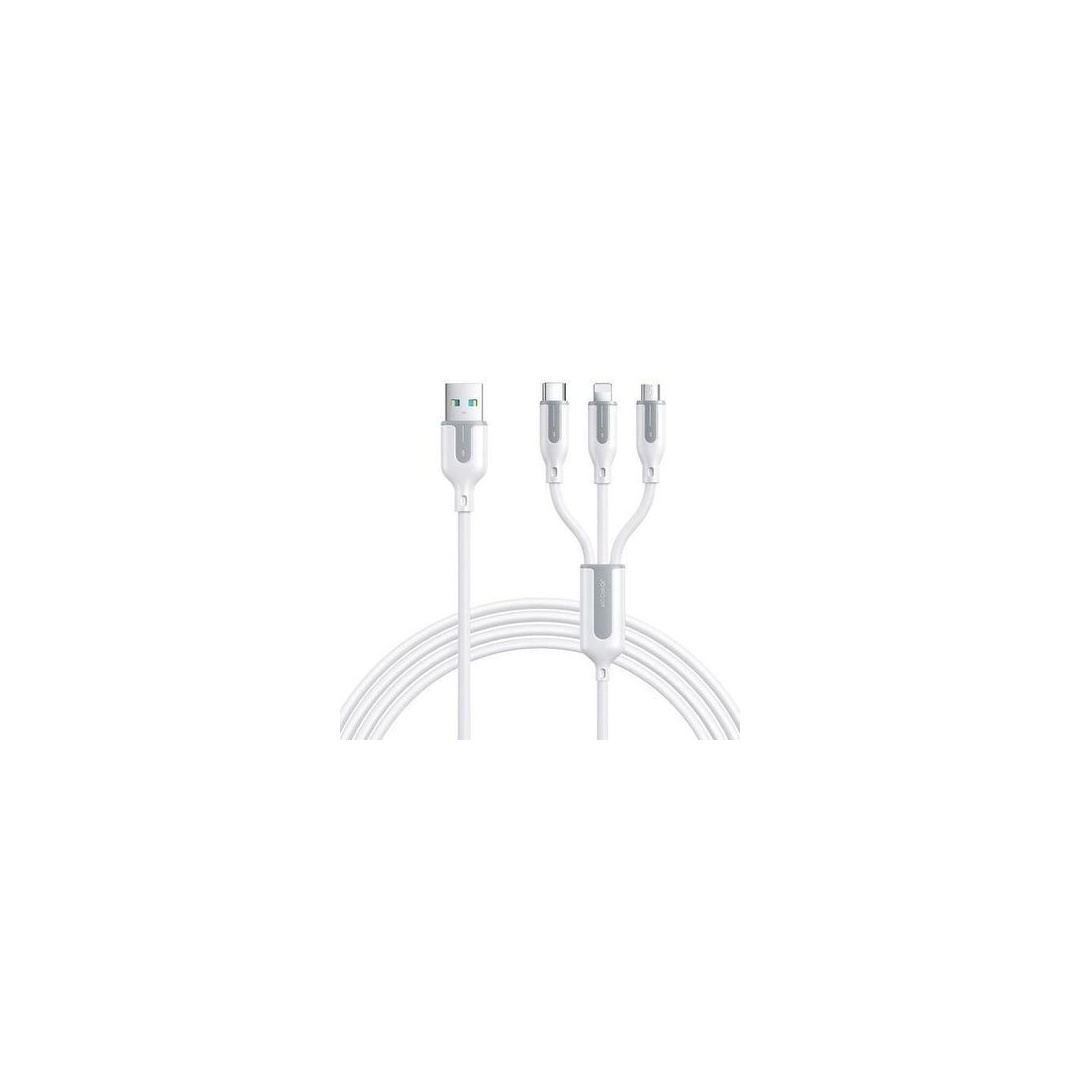 كابل شحن سريع جوي روم 3 * 1 - 3.5A/Lightning، Type-C، Micro- طول 1.2 م - A15 - أبيض