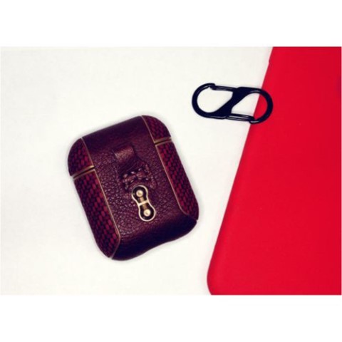 جراب أبل ايربودز جلد - أحمر غامق