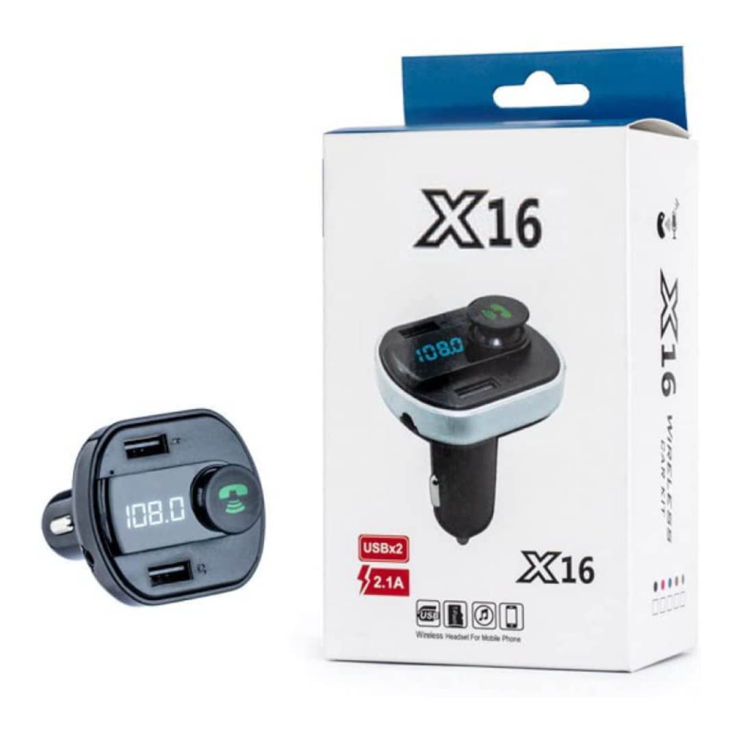 X16 مشغل MP3 بلوتوث بمنفذين شحن USB للسيارة - أسود