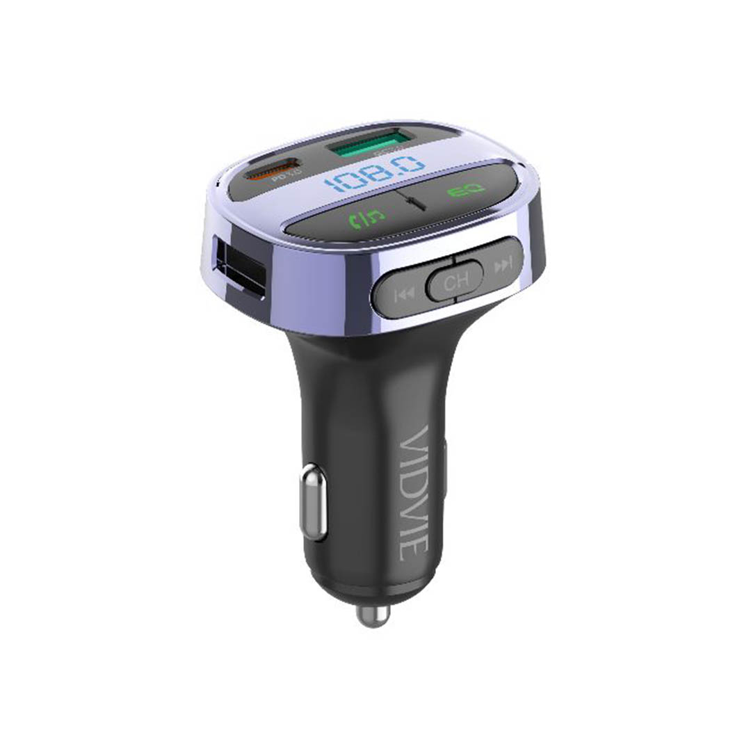 FM02 مشغل MP3 بلوتوث بمنفذين شحن USB للسيارة - أسود