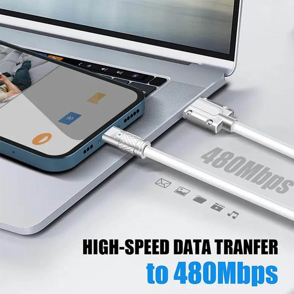 120W كابل شحن سريع للايفون - 1 متر - أسود