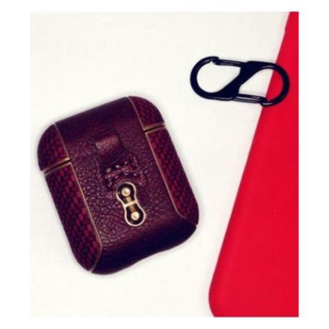 جراب أبل ايربودز جلد - أحمر غامق