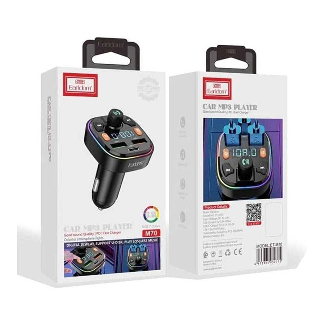 M70 مشغل MP3 بلوتوث مع شاحن للسيارة - أسود