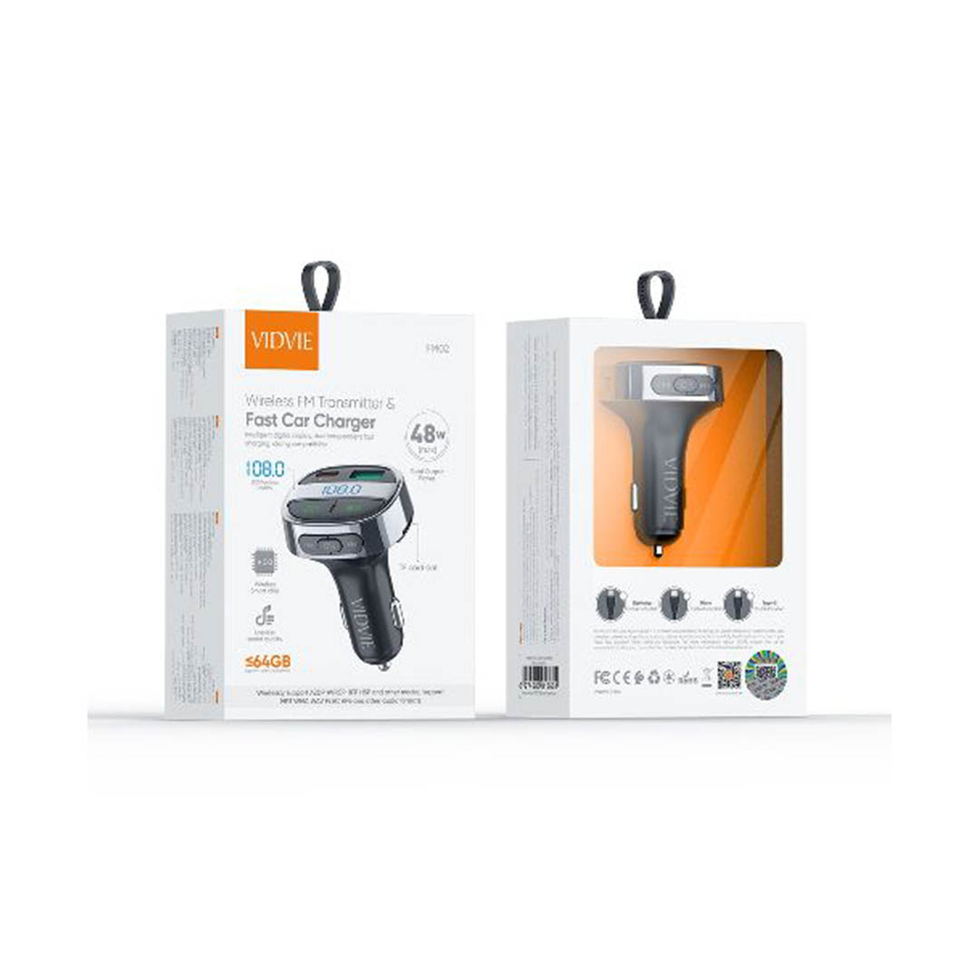 FM02 مشغل MP3 بلوتوث بمنفذين شحن USB للسيارة - أسود