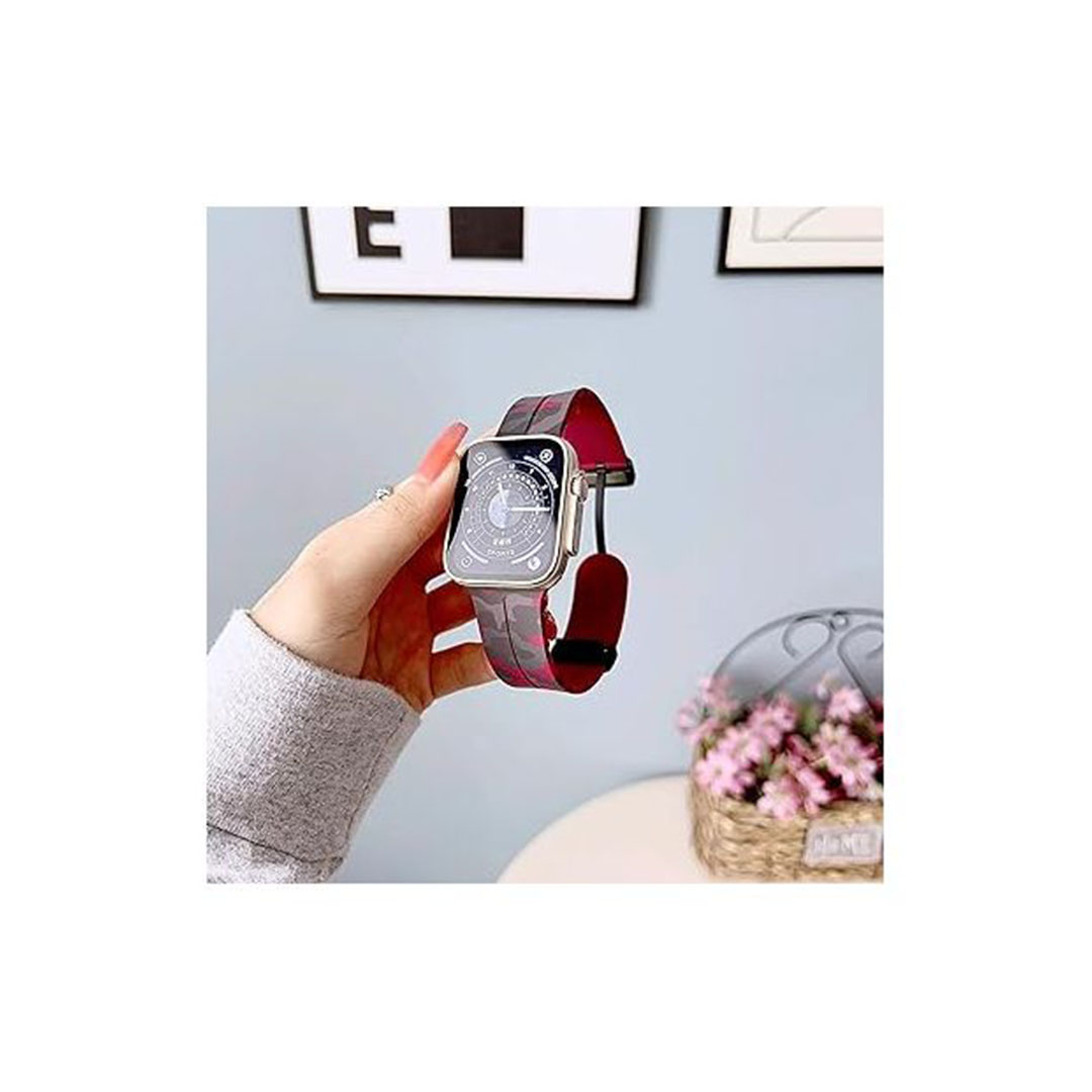 سوار سيليكون بمشبك لساعات ابل الذكية - أسود