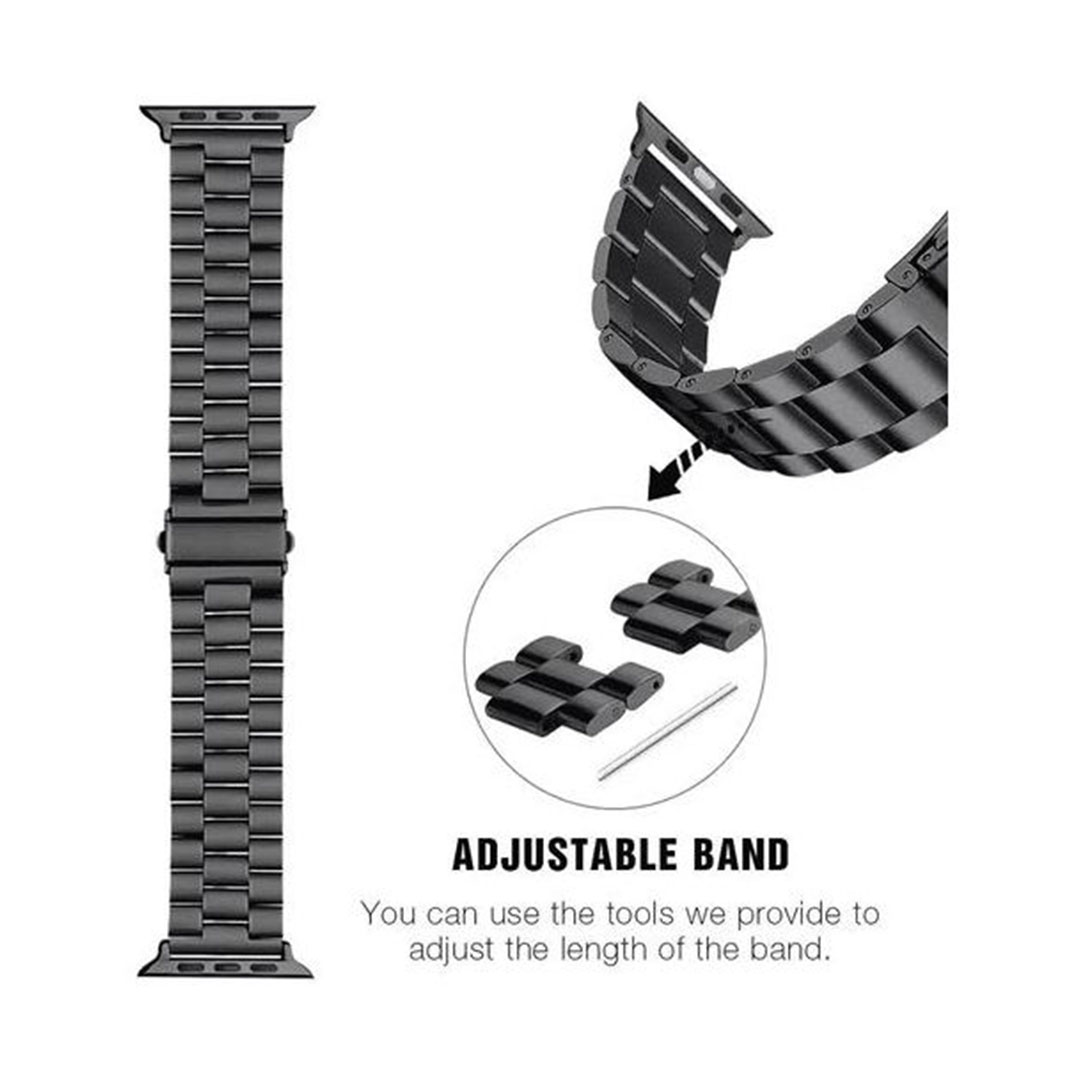 سوار لساعات ابل الذكية من الفولاذ المقاوم للصدأ - أسود