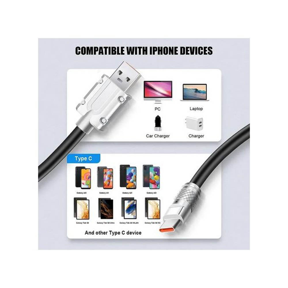 120W كابل شحن سريع مايكرو - 1 متر - أصفر