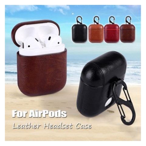 جراب أبل ايربودز جلد - أحمر غامق