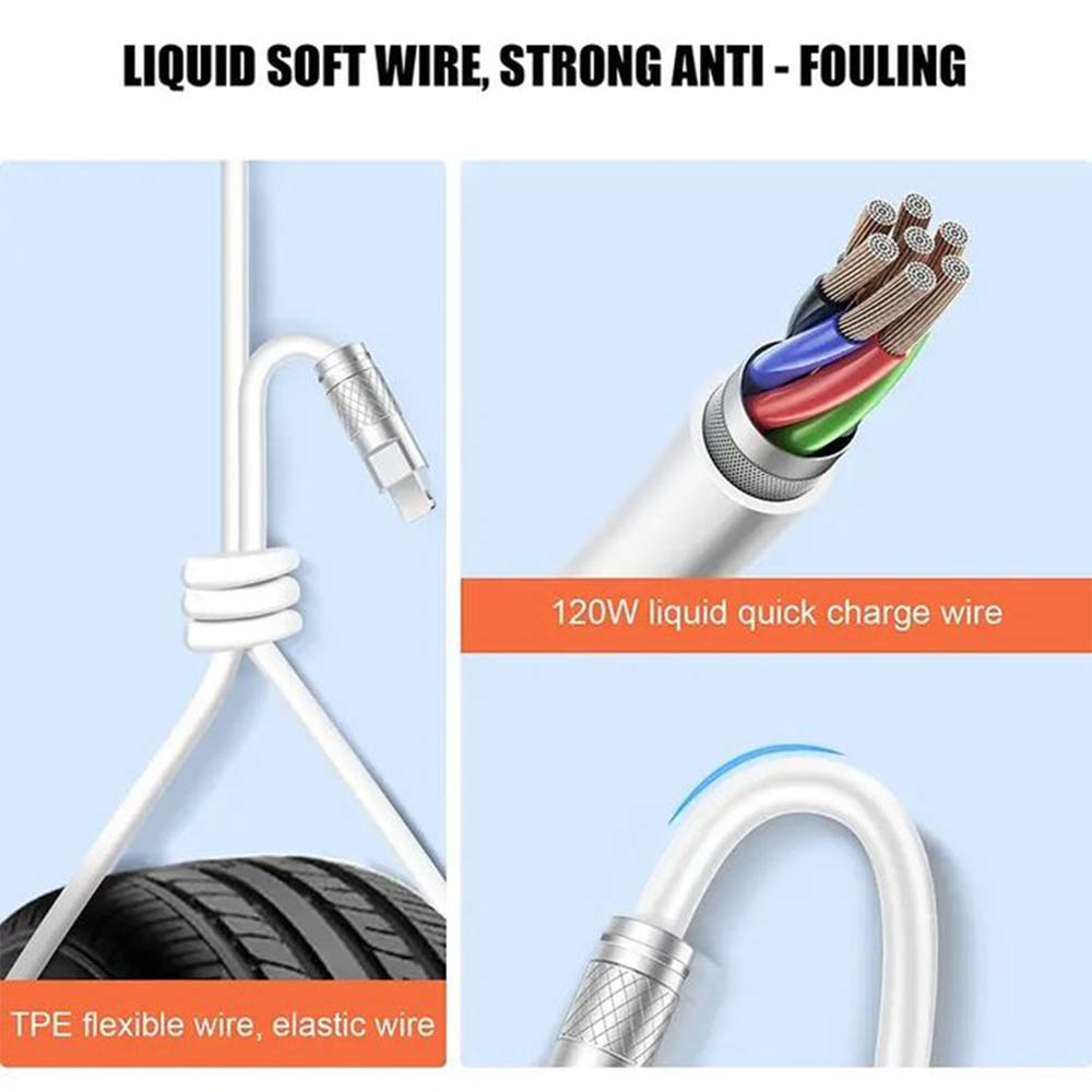 120W كابل شحن سريع للأيفون - 1 متر - أصفر