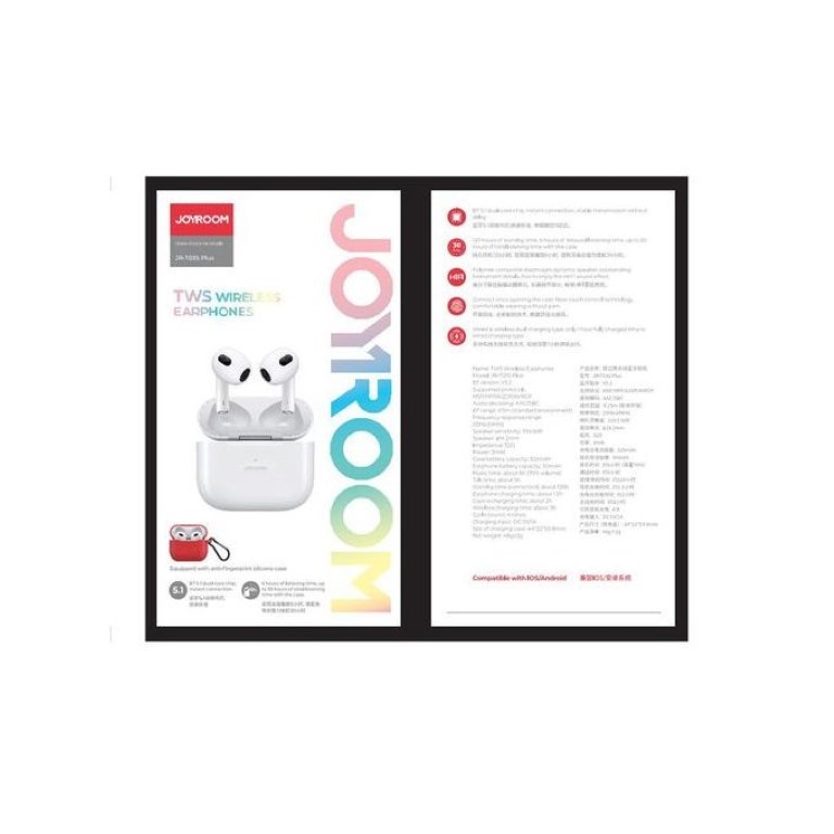 سماعة أذن لاسلكية JR-T03S Plus TWS - أبيض