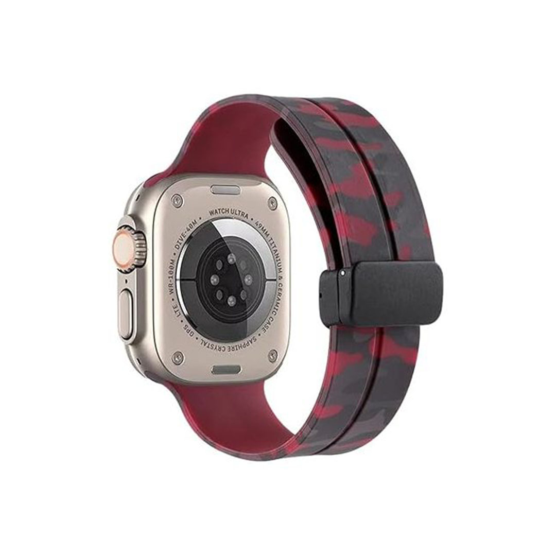 سوار سيليكون بمشبك لساعات ابل الذكية - أسود