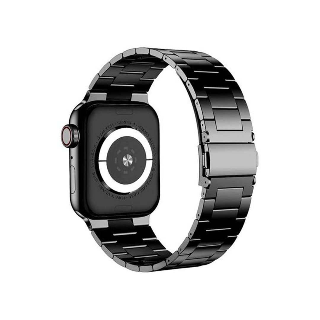 سوار لساعات ابل الذكية من الفولاذ المقاوم للصدأ - أسود