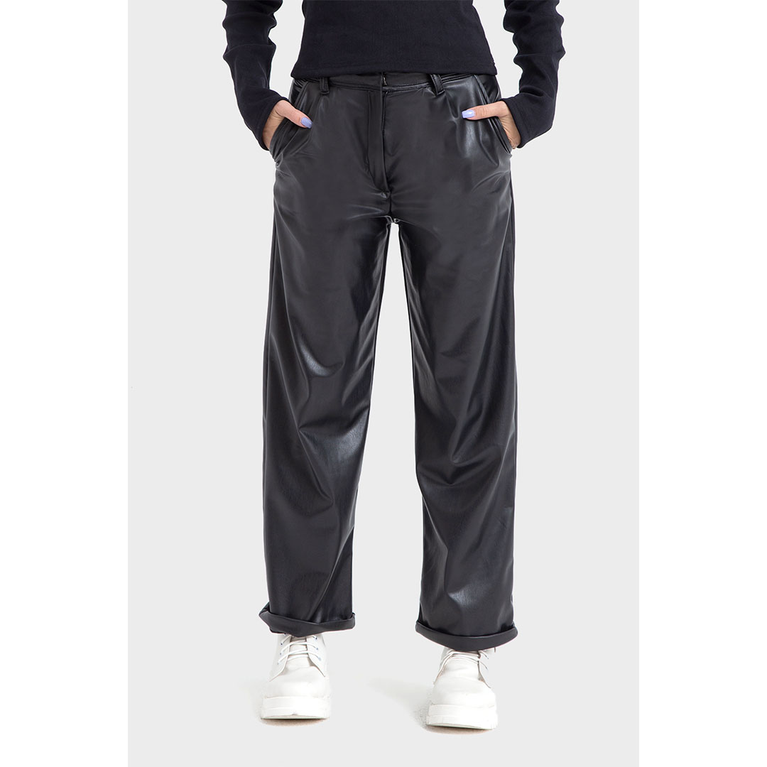 SLP بنطلون جلد حريمي - Straight - أسود