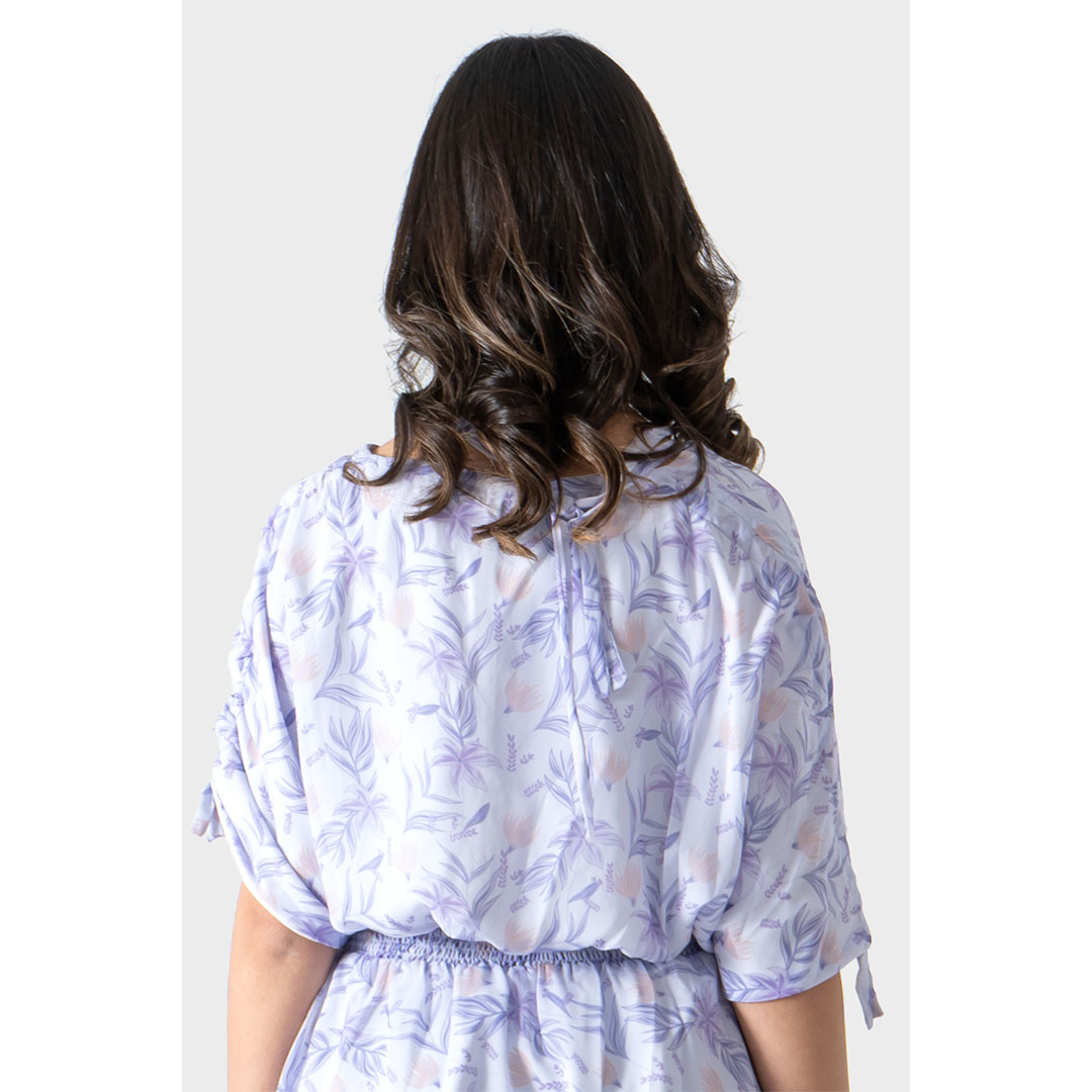 RST توب حريمي مشجر - أبيض/موف