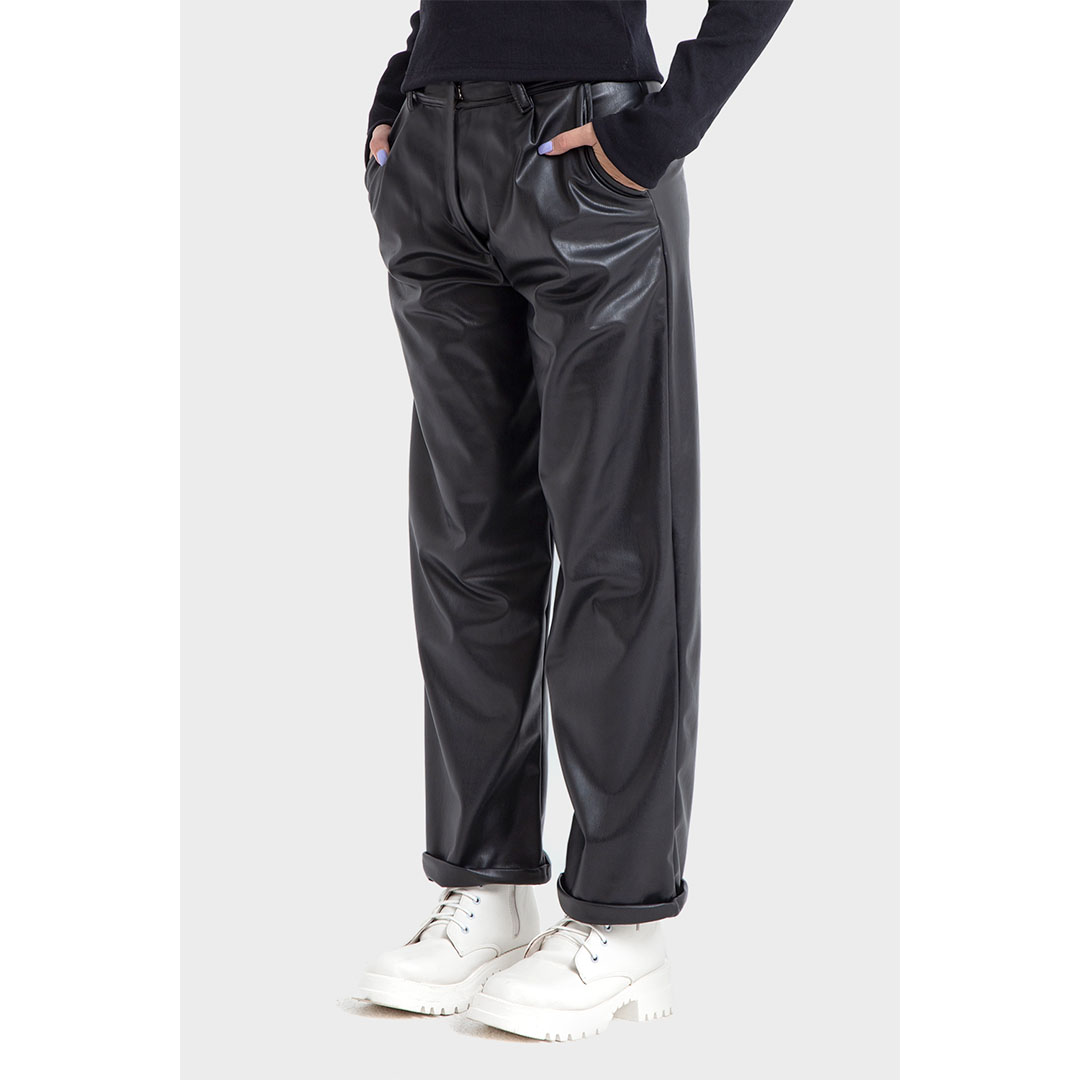 SLP بنطلون جلد حريمي - Straight - أسود