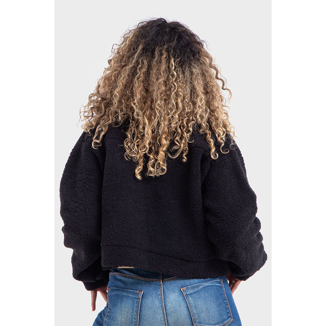 TJ جاكيت فرو حريمي - أسود