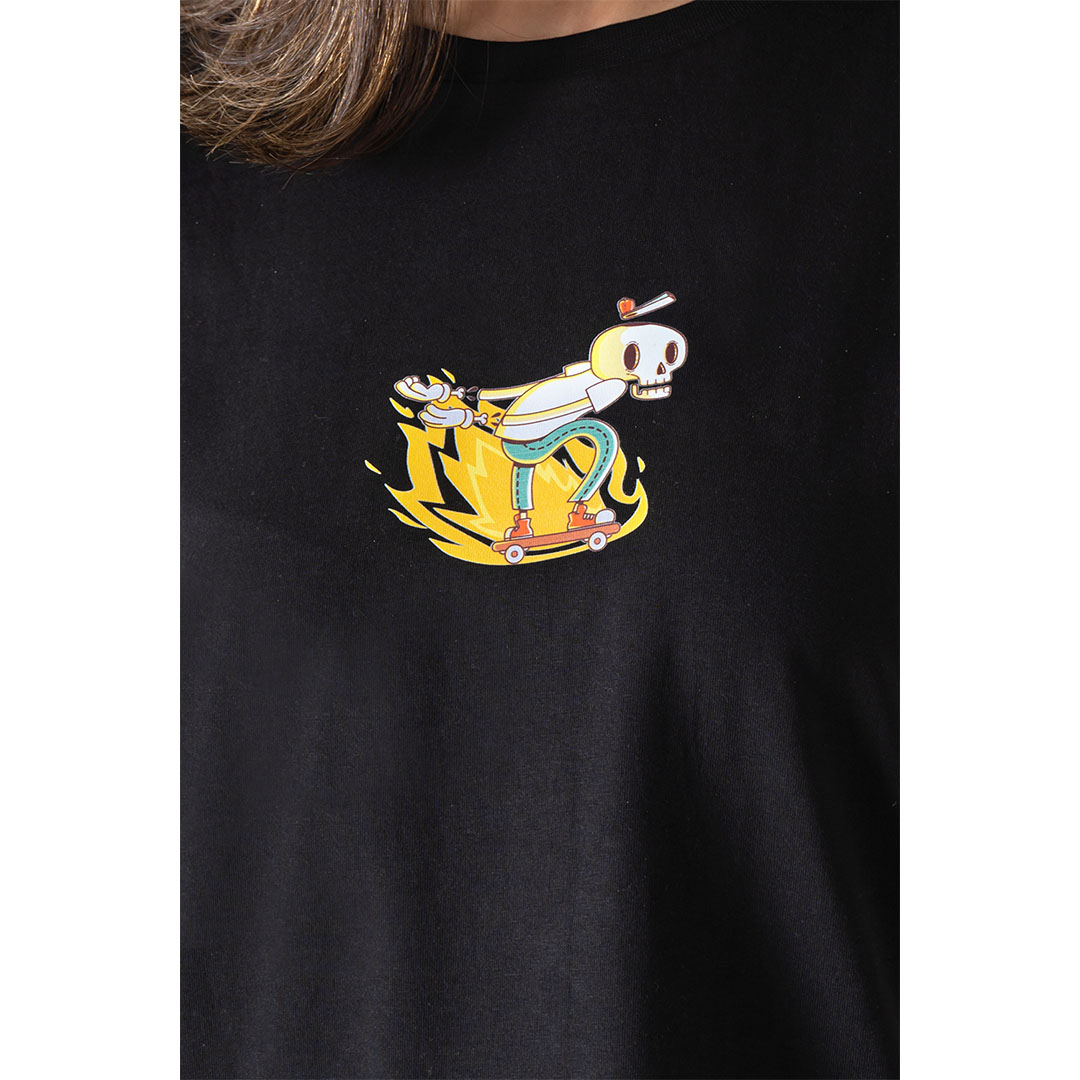 CSHTS تيشيرت نص كم حريمي - أسود