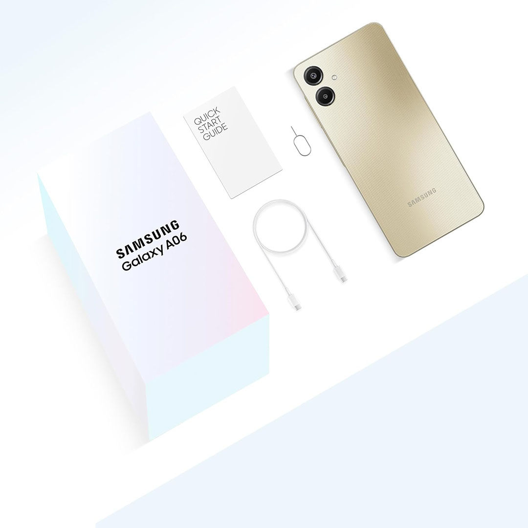 موبايل سامسونج A06 جالاكسي 4G بشريحتين - 4+64 GB - ذهبي