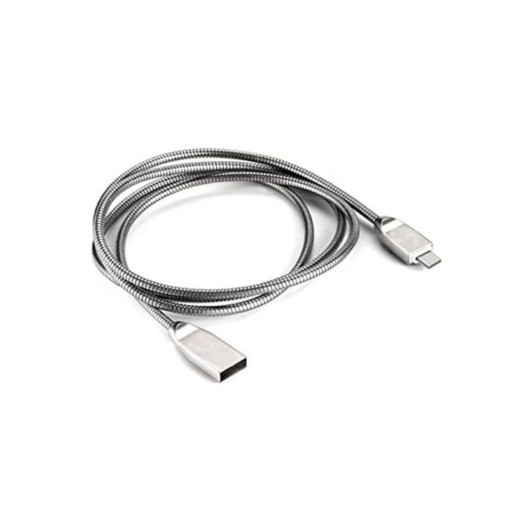 كابل شحن ونقل بيانات معدني - USB/Micro - فضي