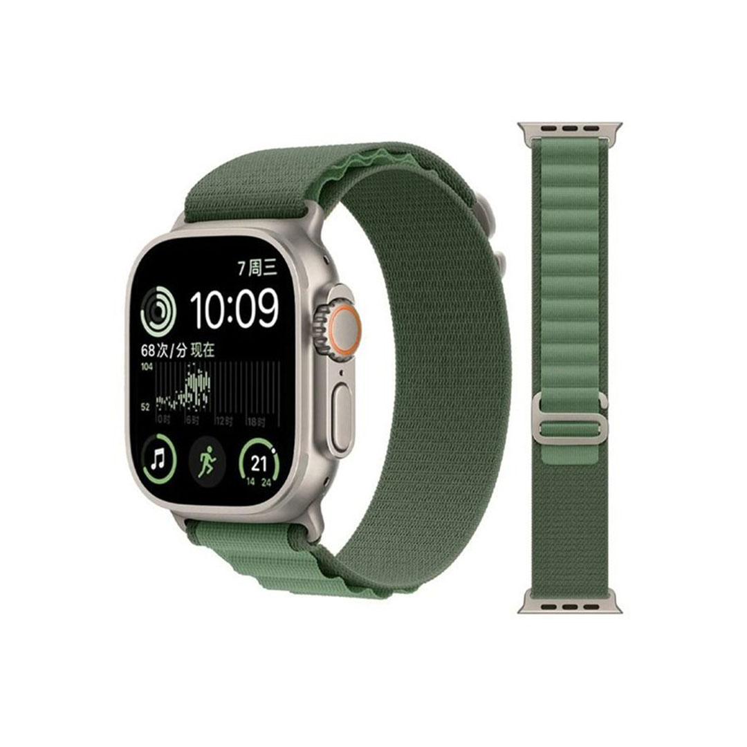 ستراب ساعة أبل 49 مم 45 مم نايلون - زيتي