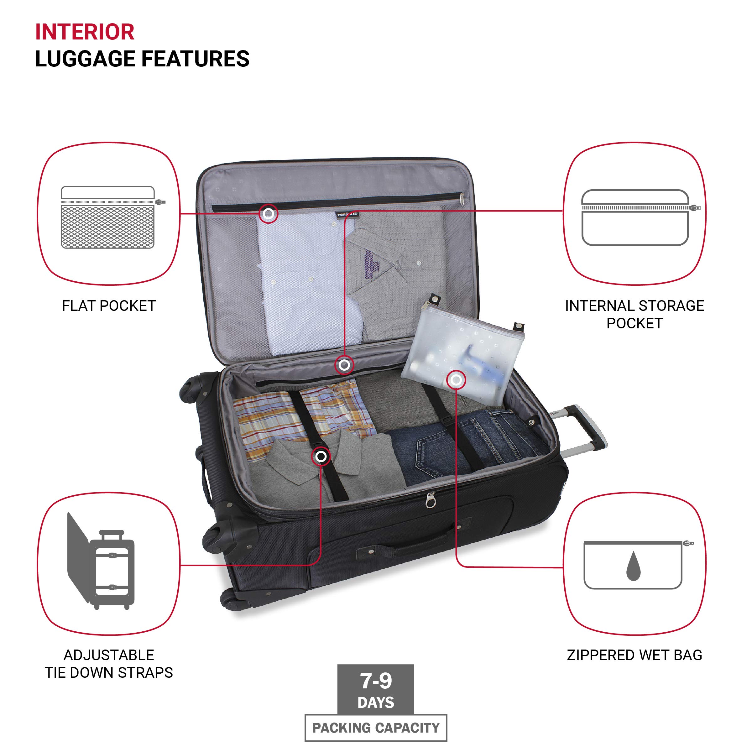 SR-8116-1 شنطة سفر مقاومة للماء والغبار - أسود
